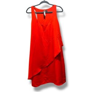 Petticoat Alley Asymmetrical Layered Dress Size Large Red Orange Cocktail